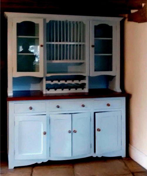 White pine dresser with oak top on base unit