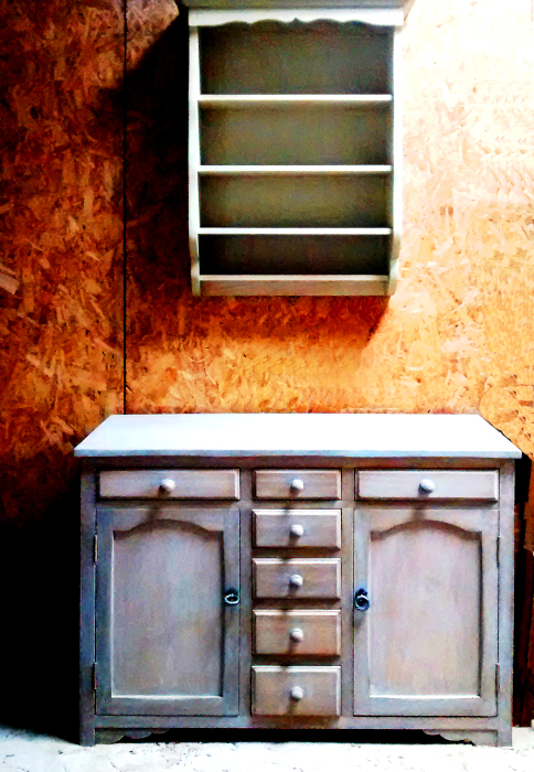 Unfinished pine kitchen unit and shelf unit